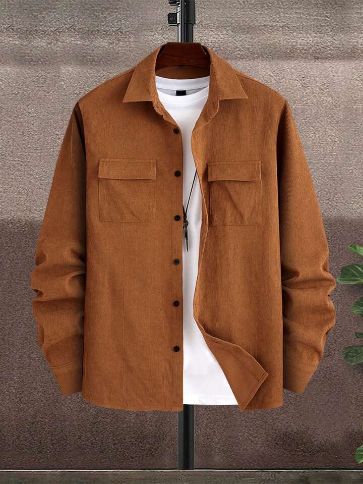Guys Flap Pocket Button Front Shirt Without Tee