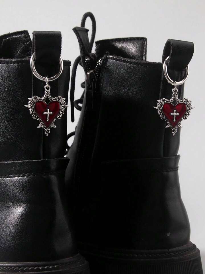 2pcs Gothic Retro Personalized Thorn, Rose, Cross Decor Pendant Shoe Boot Decoration, Suitable For Men And Women, Halloween