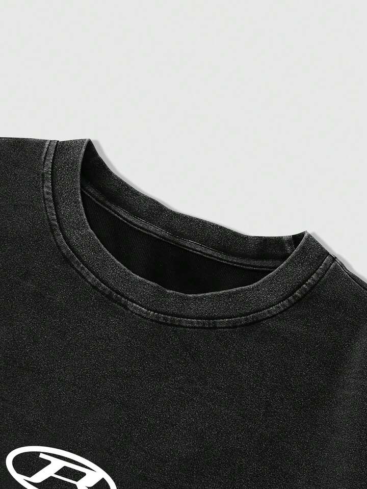 Casual Men's Contrast Color Print Round Neck Long Sleeve T-Shirt