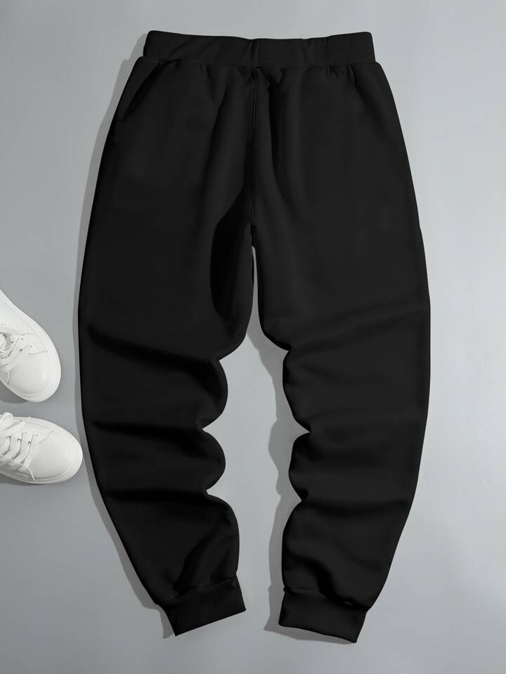 Guys Letter Graphic Slant Pocket Sweatpants