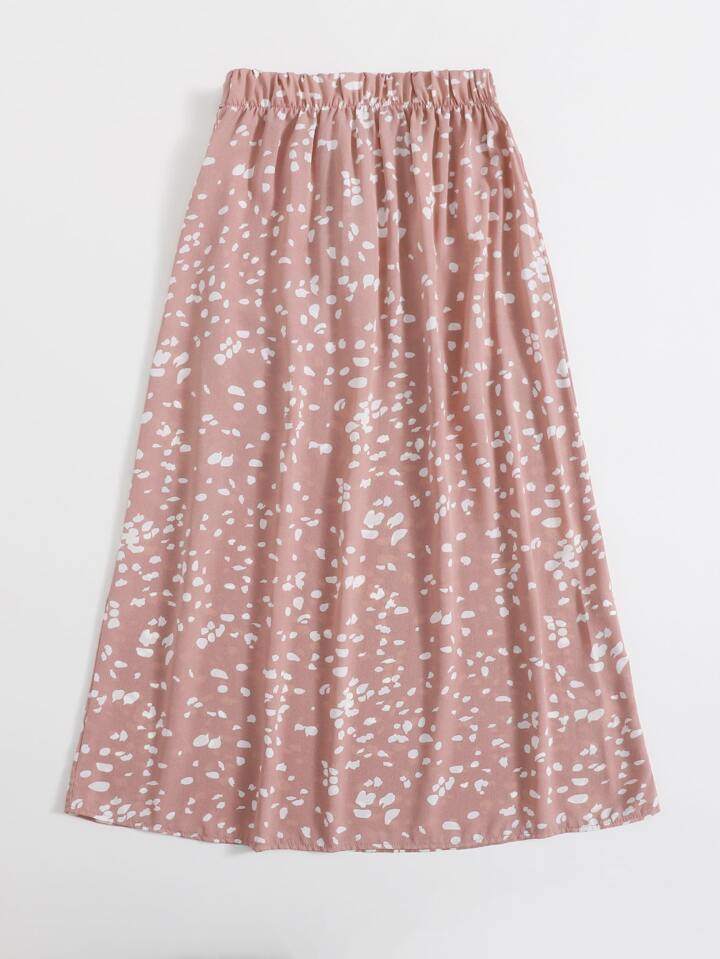 Allover Print Tie Front Skirt Fall Cloth For Women