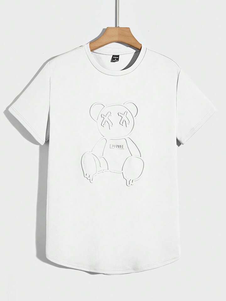 Guys Bear & Letter Embossed Tee