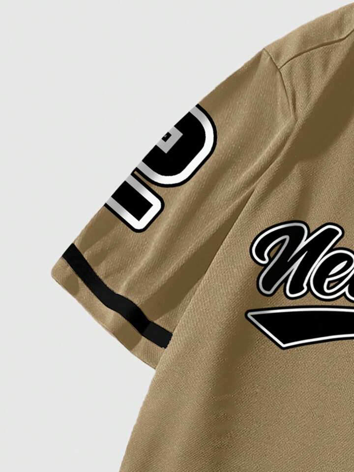 Preppy Men's Casual City Logo Printed Short Sleeve Shirt, Summer 4 Preppy Men's Casual City Logo Printed Short Sleeve Shirt, Summer