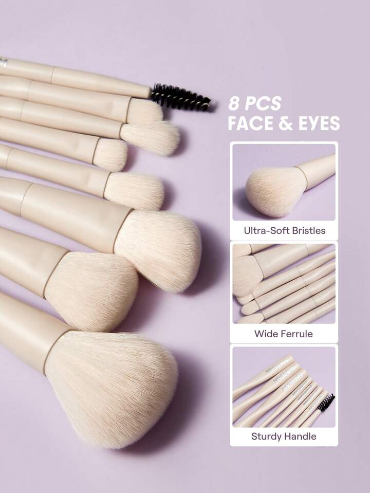 Pro Core Brush Kit 8 Pcs/Set Professional Makeup Brushes Soft Brush Set With Face Brush, Eye Brush, Eyebrow Brush, Foundation Brush, Blush Brush, Highlighter Brush Portable Travel Makeup Brushes Makeup Tool Brand Beauty Makeup Face Paint Cosmetic For Women Girls Perfect For Winter Spring Ideal For Y2K Fancy Fashion Suitable For Birthday Gift Party Ready Best Color