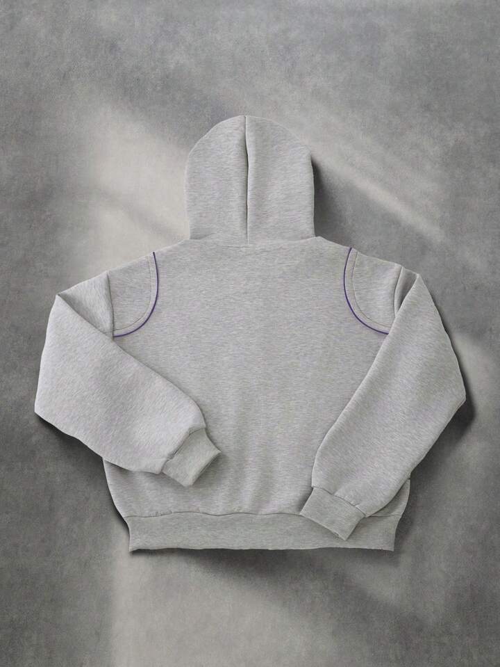 Casual Men's Patchwork Contrast Color Zip-Up Hooded Sweatshirt, Retro Street Style, Long Sleeve Top