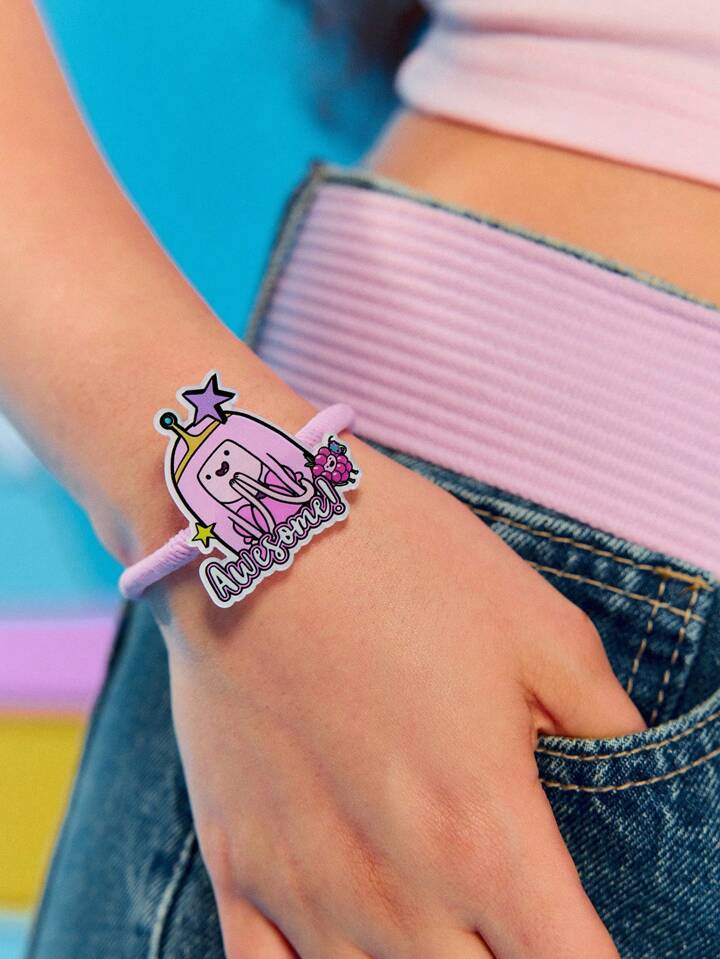 Adventure Time X ROMWE Pink Princess Cute Star Wish Print Hair Hair Tie