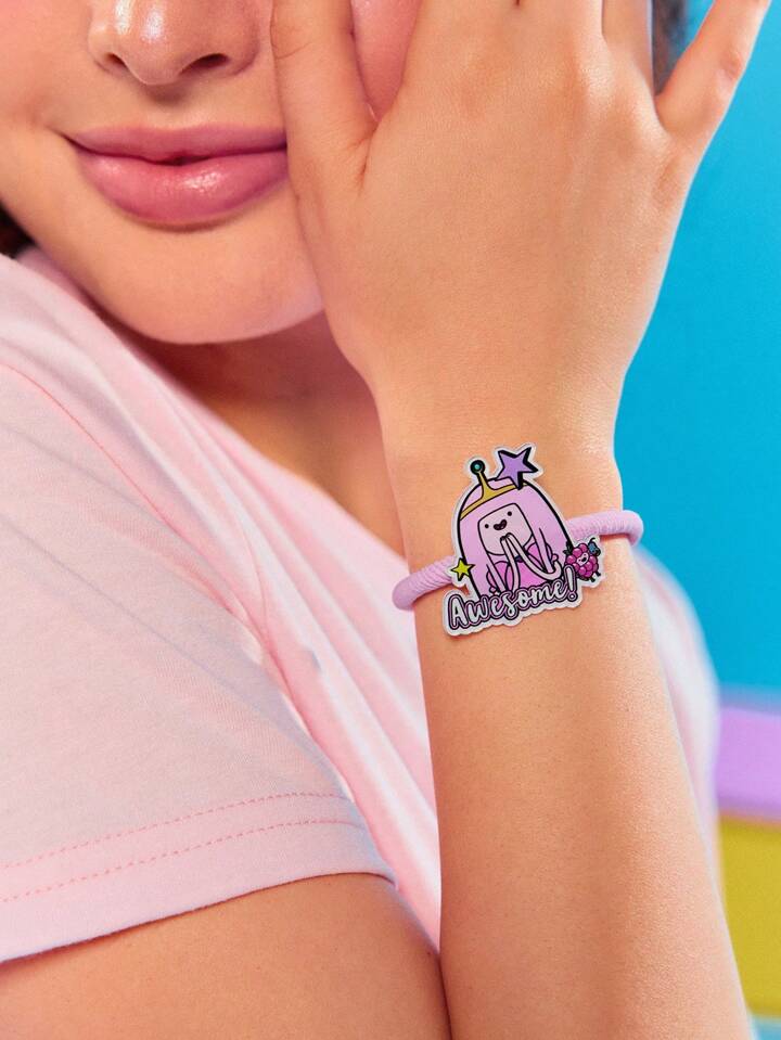Adventure Time X ROMWE Pink Princess Cute Star Wish Print Hair Hair Tie