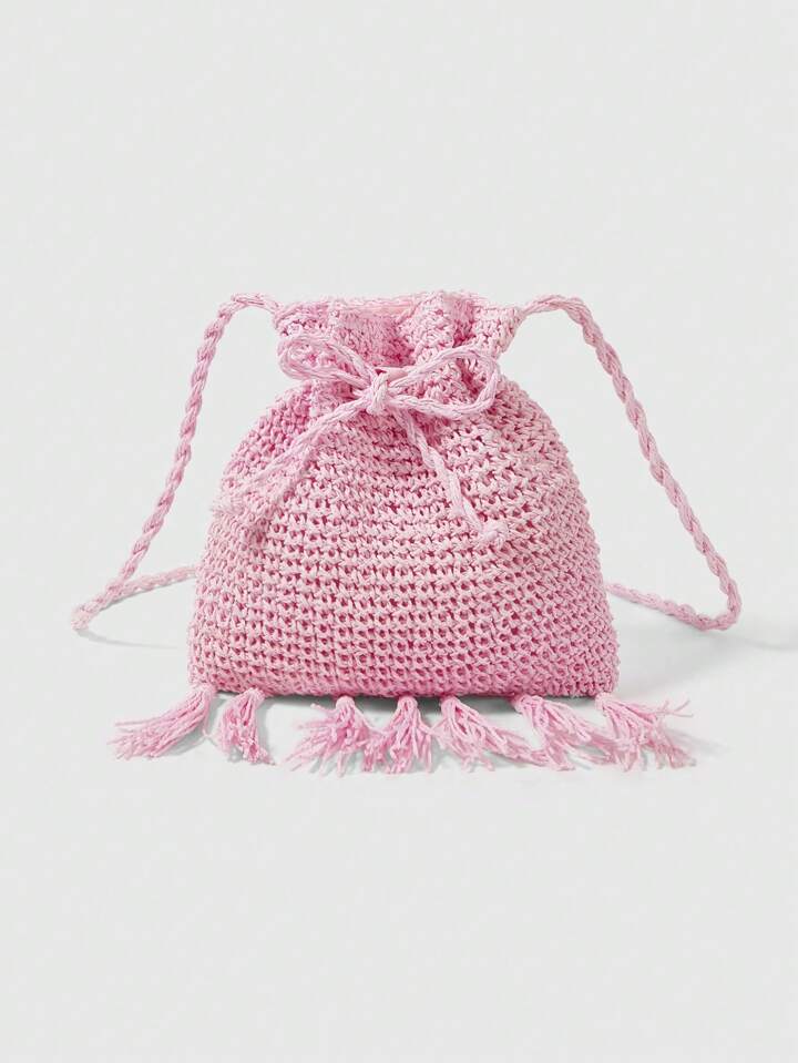 Kawaii Women's Fashion Versatile Casual Minimalist Tassel Decor Shoulder Bag Crossbody Bag