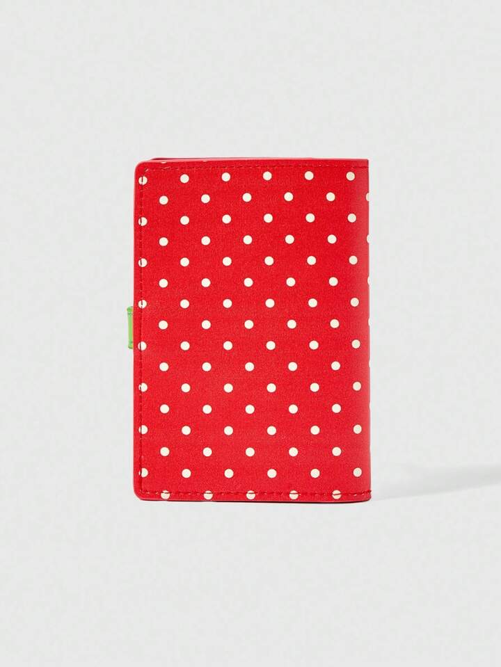Red Polka Dot & Cartoon Pattern Fashion Portable Large Capacity Cute Passport Holder
