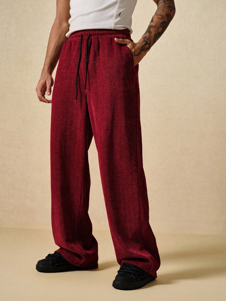 Casual Fashion Versatile Drawstring Men's Shiny Knit Sweatpants
