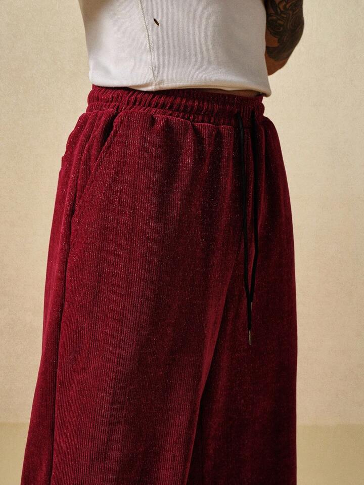 Casual Fashion Versatile Drawstring Men's Shiny Knit Sweatpants