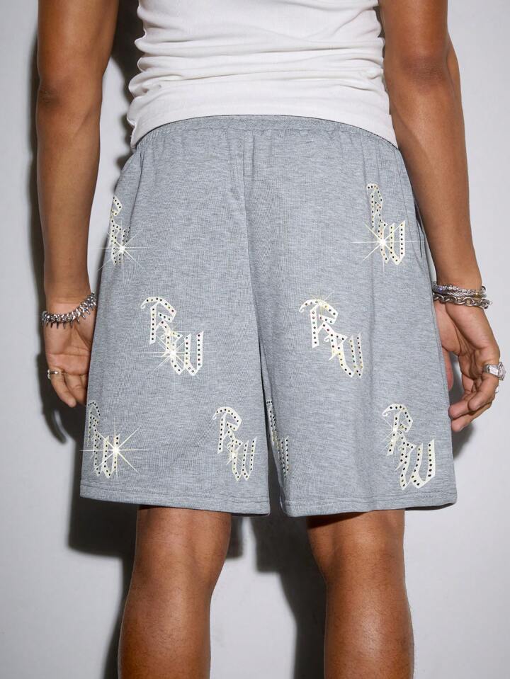 Men's Street Life Random Colorful Diamond Drawstring Waist Casual Summer Shorts
