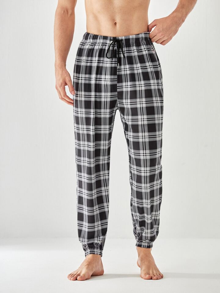 Guys Plaid Drawstring Waist Sleep Pants