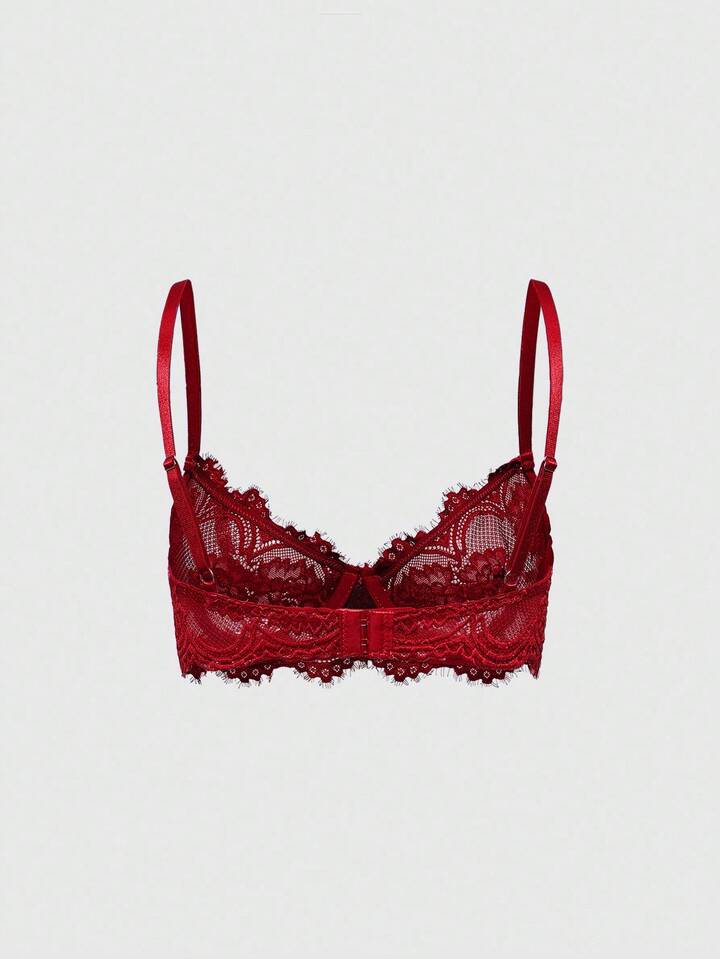 Goth Floral Lace Underwire Triangle Cup Bra, For Valentine's Day 2 Goth Floral Lace Underwire Triangle Cup Bra, For Valentine's Day