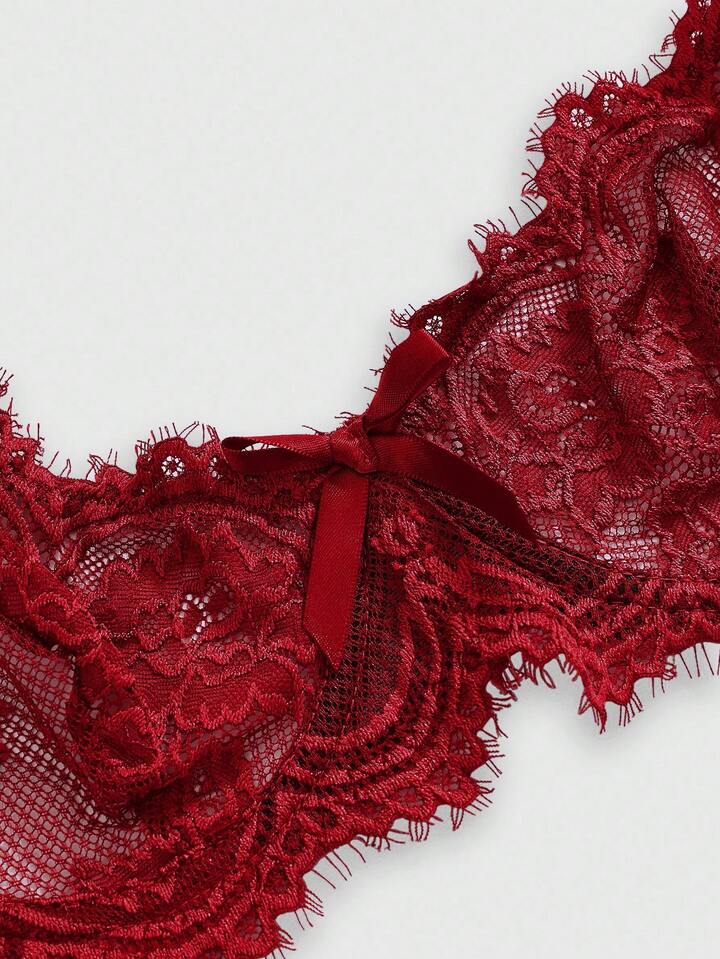 Goth Floral Lace Underwire Triangle Cup Bra, For Valentine's Day 3 Goth Floral Lace Underwire Triangle Cup Bra, For Valentine's Day