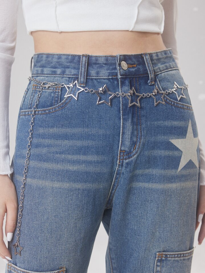 Fairycore Fashionable & Minimalist Star Decor Waist Chain Street