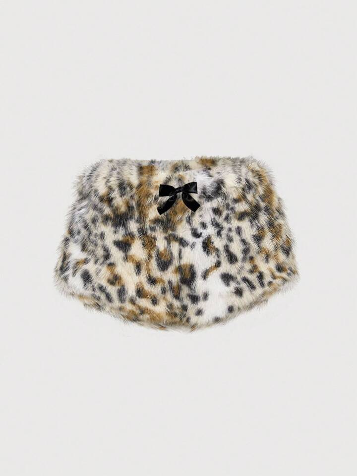 Kawaii Y2K Casual Home Leopard & Stripe Fuzzy Plus Size Women Shorts