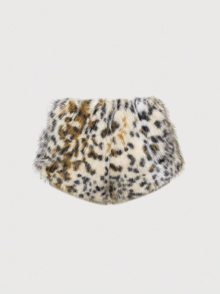 Kawaii Y2K Casual Home Leopard & Stripe Fuzzy Plus Size Women Shorts