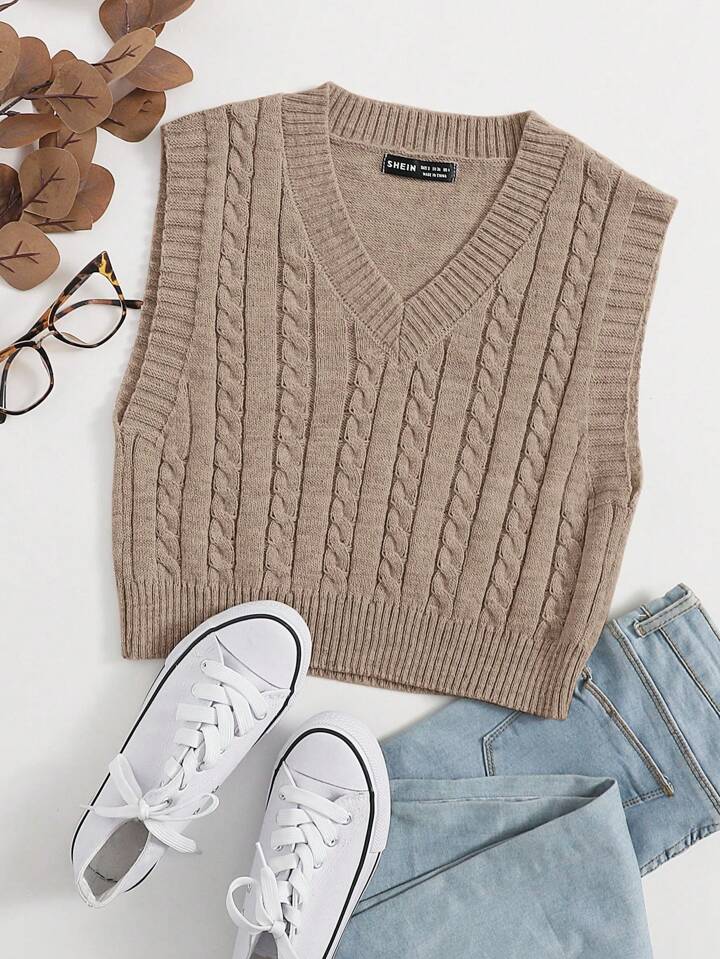 Cable Knit Sweater Vest
