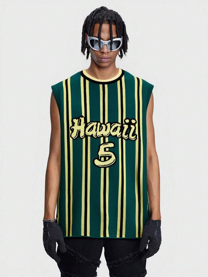 Prep Men's Basketball Round Neck Sleeveless Casual Simple Basketball Knit Vest