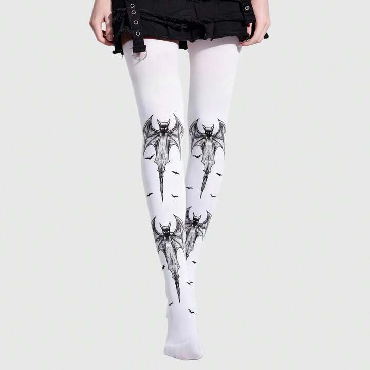 1 Pair Gothic Style Dark Plaid & Leopard Print Tights