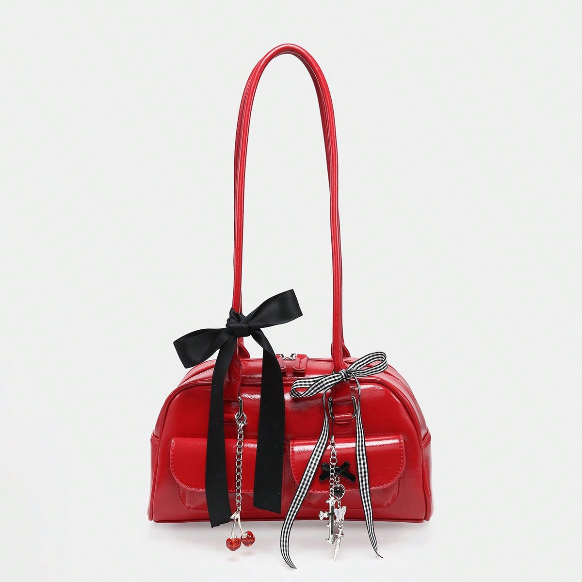 Kawaii Retro Cute Polka Dot Bowknot Decor Cherry Heart Shoulder Underarm Bag With Multiple Pockets For Women 7 Kawaii Retro Cute Polka Dot Bowknot Decor Cherry Heart Shoulder Underarm Bag With Multiple Pockets For Women