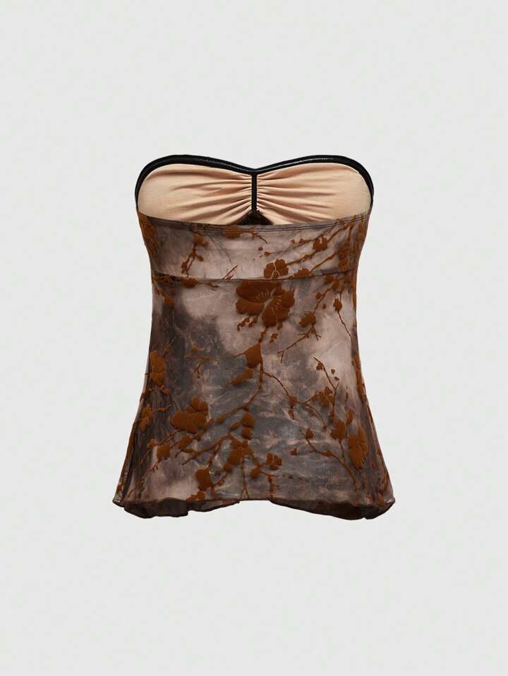 Y2K Sexy Holiday Metal Starfish Decor Open Front Hem Tube Top For Women