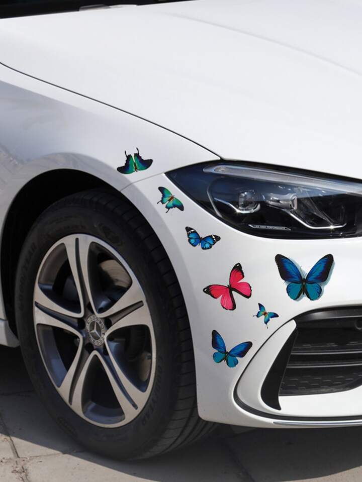 1 Set Butterfly Car Stickers, 3D Realistic Butterfly Car Decals, Creative Personalized Car Body Scratch Cover Stickers, Waterproof Sunproof Bumper Decorative Stickers, Strong Self-Adhesive No Damage To Paint, Easy To Install And Remove Without Residue, Suitable For SUV, Truck, Van, Taxi Exterior Accessories, Applicable For Car Decoration, Valentine's Day, Men's Gift, Exterior Car Stickers, Women's Car Accessories, Pink Car Accessories, Car Essentials, Truck Accessories, Men's Car Accessories