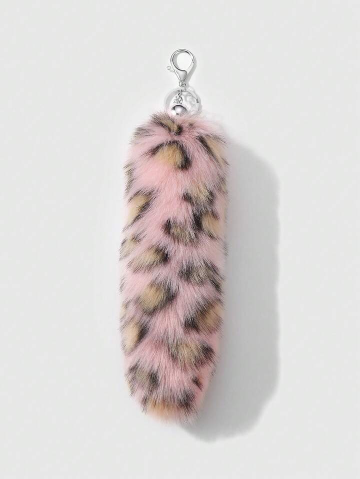 Goth 1pc Y2K Cute & Cool Retro Personalized Casual Luxurious High-Quality Fluffy Faux Fur Powder Brown Leopard Stripe Tiger Stripe Animal Print Faux Leopard/Tiger Tail Keychain Bag Charm, Suitable For Cosplay, Daily Wear, Gift