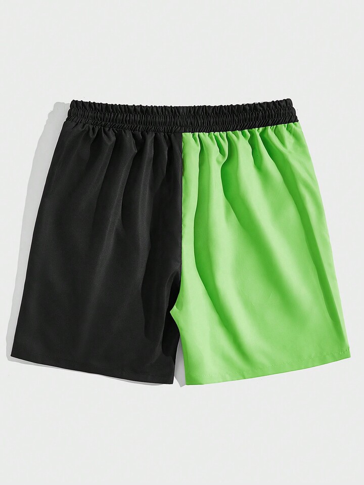 Rick and Morty | ROMWE Men Cartoon Graphic Two Tone Basketball Shorts, School