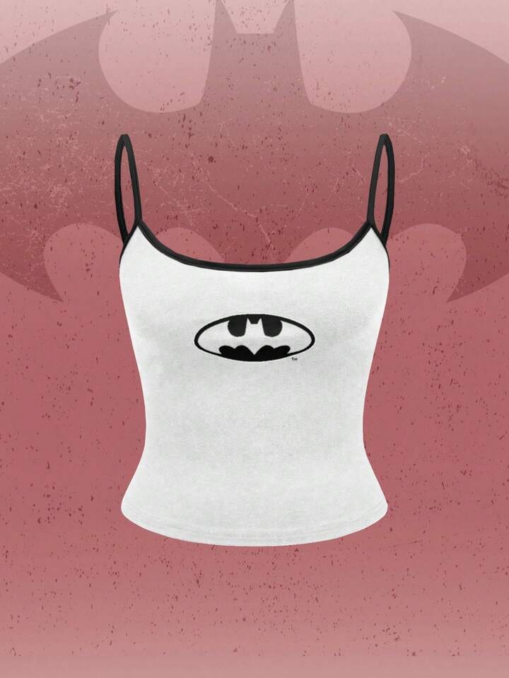 Batman X ROMWE Logo Pattern Casual Street Style Cropped Cami Top