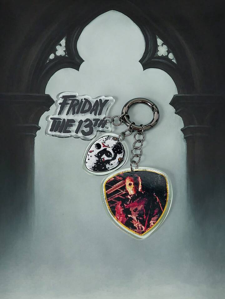 Friday the 13th X ROMWE Horror Movie Dark Gothic Office Bag Pendant, Exaggerated Phone Charm, Bag Keychain Accessory