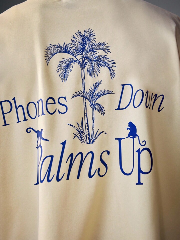 The White Lotus Men's Street Life Summer Vacation Tropical & Letter Graphic Loose Fit Tank Top