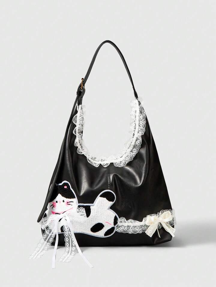 Kawaii Single Shoulder, Crossbody, Double-Layer Lace Cute Bag