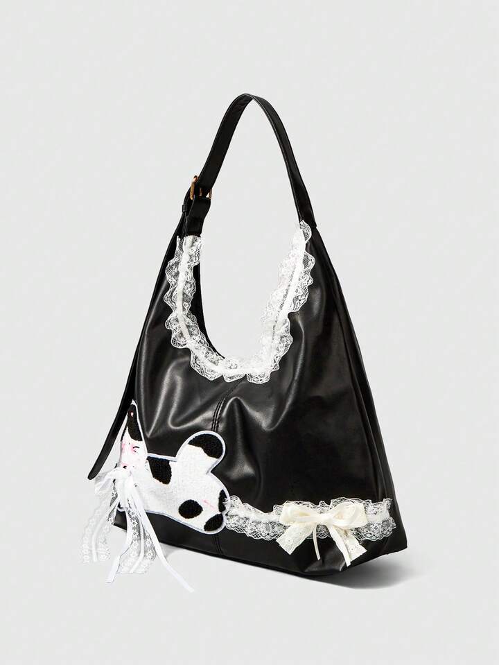 Kawaii Single Shoulder, Crossbody, Double-Layer Lace Cute Bag