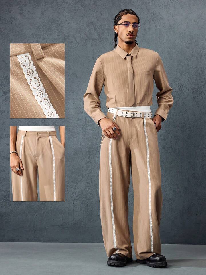 Men's Loose Casual Striped Pants With Pockets