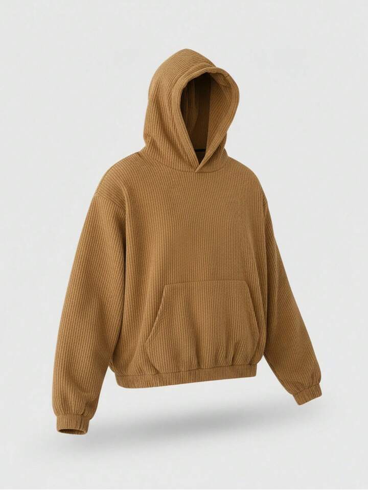 Casual Men's Ribbed Texture Fabric Hoodie Sweatshirt, Suitable For Autumn/Winter 3 Casual Men's Ribbed Texture Fabric Hoodie Sweatshirt, Suitable For Autumn/Winter