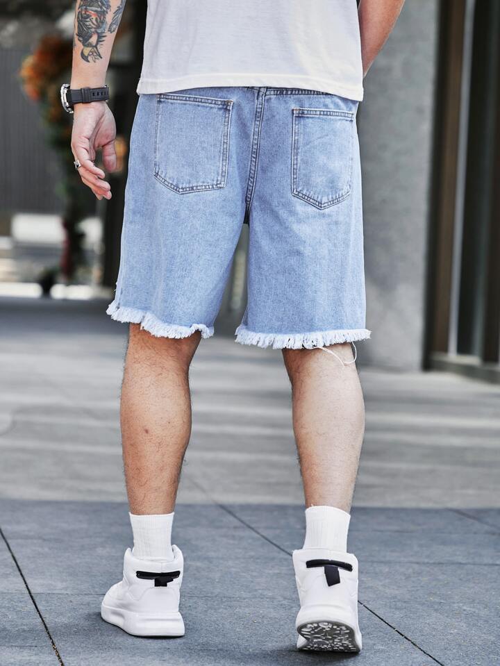 Guys Ladder Distressed Denim Shorts