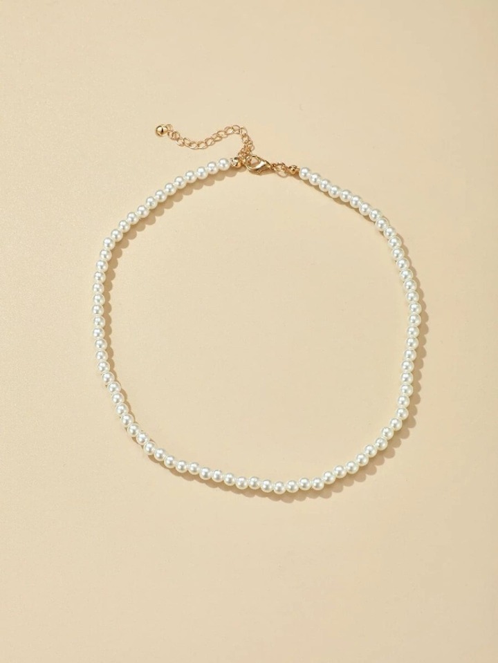 1pc Elegant Cultured Faux Pearl Choker For Women For Engagement Gift