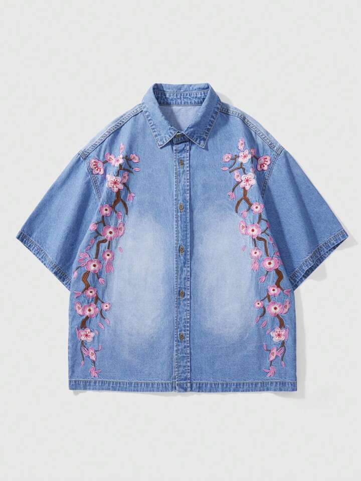 Casual Men's Denim Shirt, Fashionable For Summer