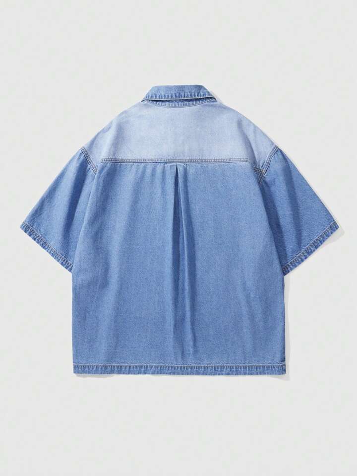 Casual Men's Denim Shirt, Fashionable For Summer