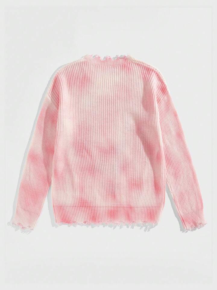 Harley Quinn | ROMWE Men's Cartoon Character Ombre Loose Distressed Edge Sweater