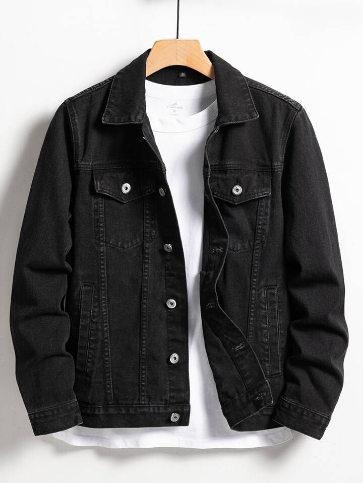 Guys Flap Pocket Denim Jacket Without Tee