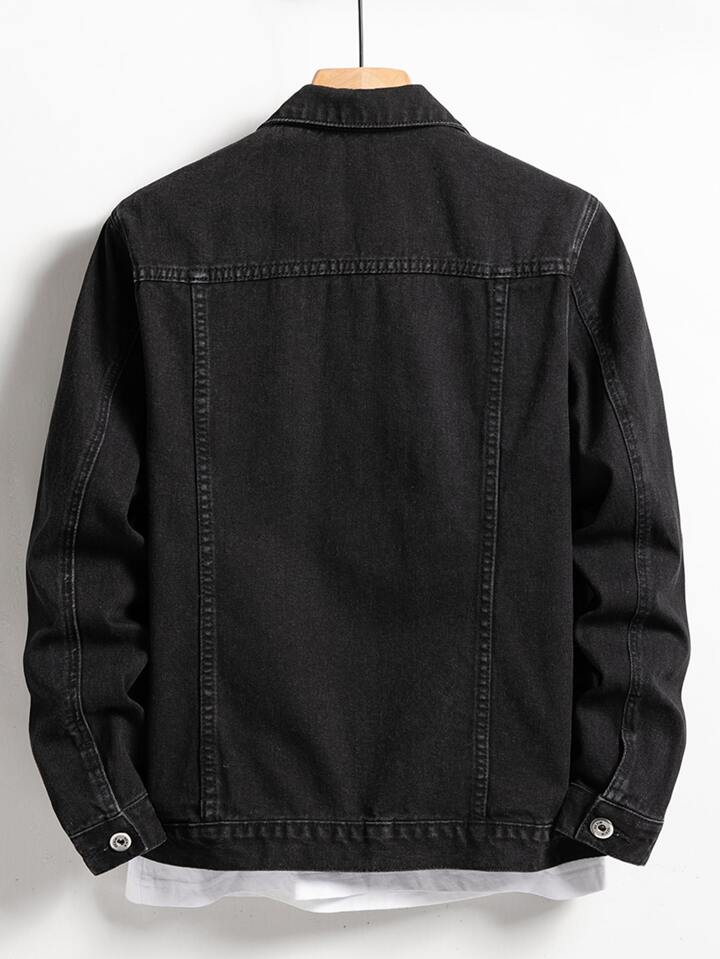 Guys Flap Pocket Denim Jacket Without Tee