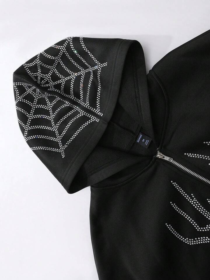 Street Life Men's Rhinestone Spider Embellished Streetwear Style Hoodie Sweatshirt, Autumn/Winter 8 Street Life Men's Rhinestone Spider Embellished Streetwear Style Hoodie Sweatshirt, Autumn/Winter