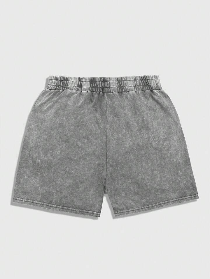Prep Men's Street Summer Casual Contrast Color Patchwork Letter Print Shorts