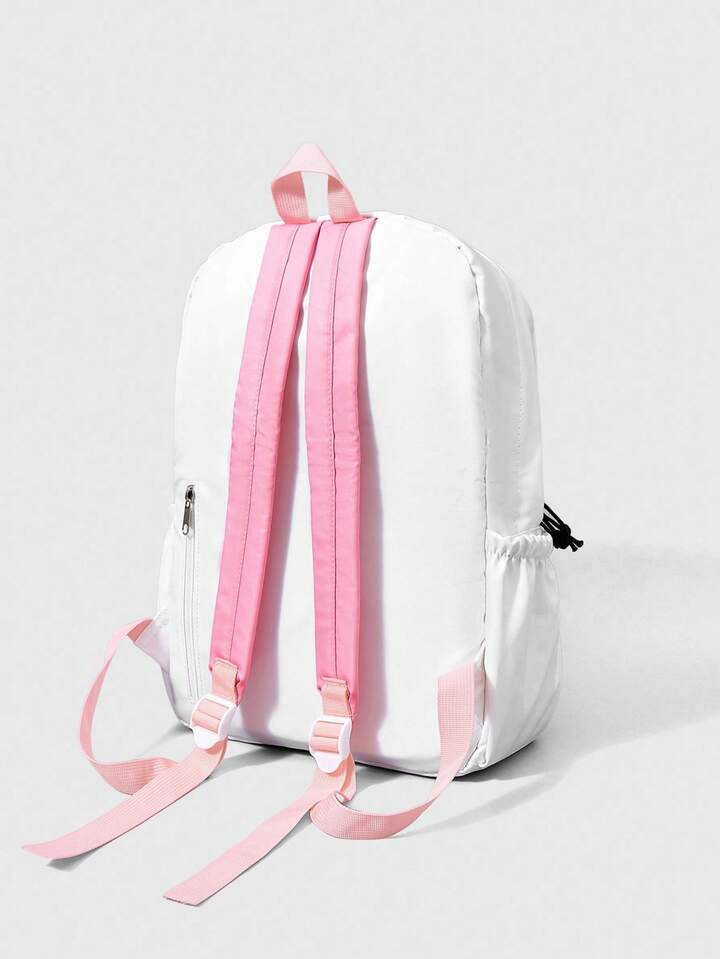 ROMWE Avant Pink Number 98 Print Large Capacity Backpack, Suitable For Back To School Season 5 ROMWE Avant Pink Number 98 Print Large Capacity Backpack, Suitable For Back To School Season