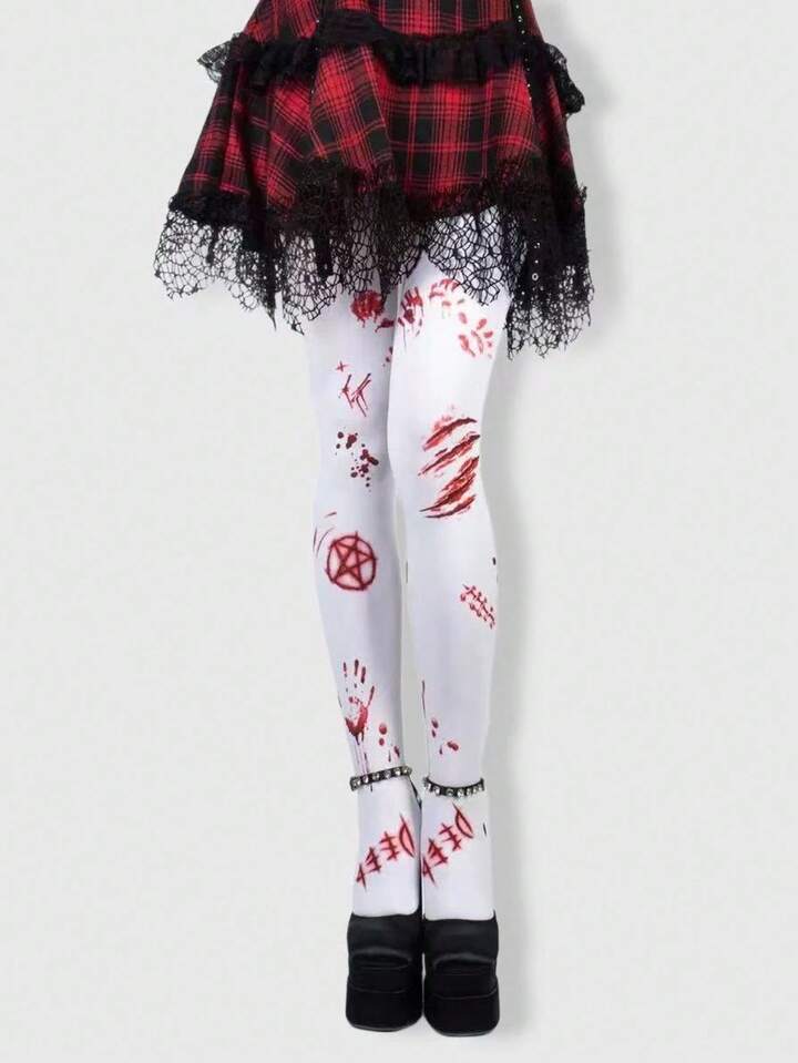 Grunge Punk 1pc Halloween High Elasticity Women Tights/Pantyhose/Leggings