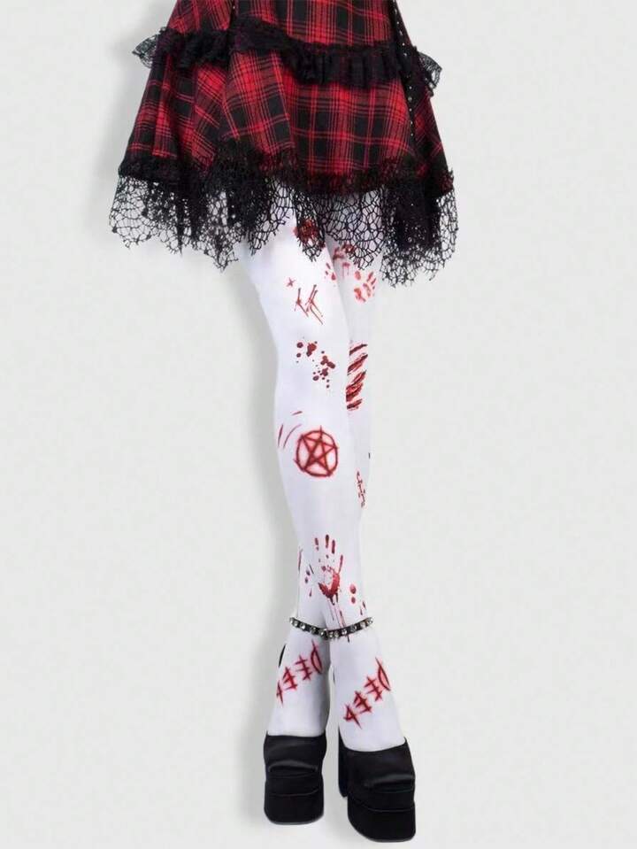 Grunge Punk 1pc Halloween High Elasticity Women Tights/Pantyhose/Leggings