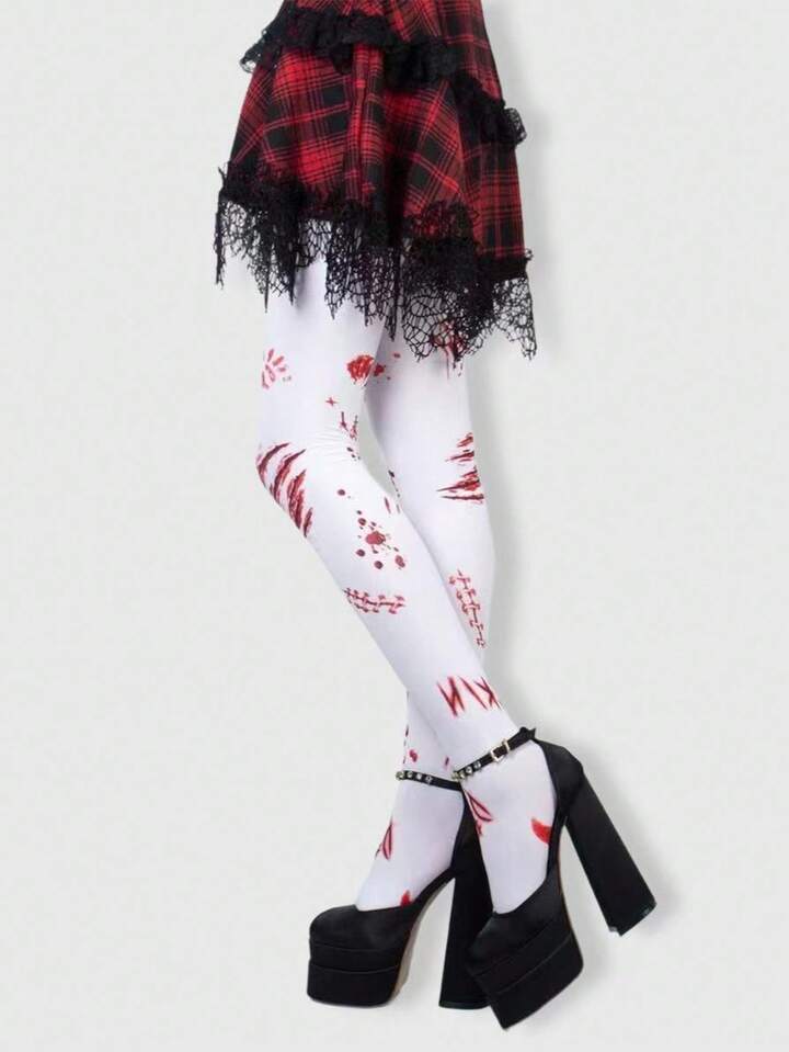 Grunge Punk 1pc Halloween High Elasticity Women Tights/Pantyhose/Leggings